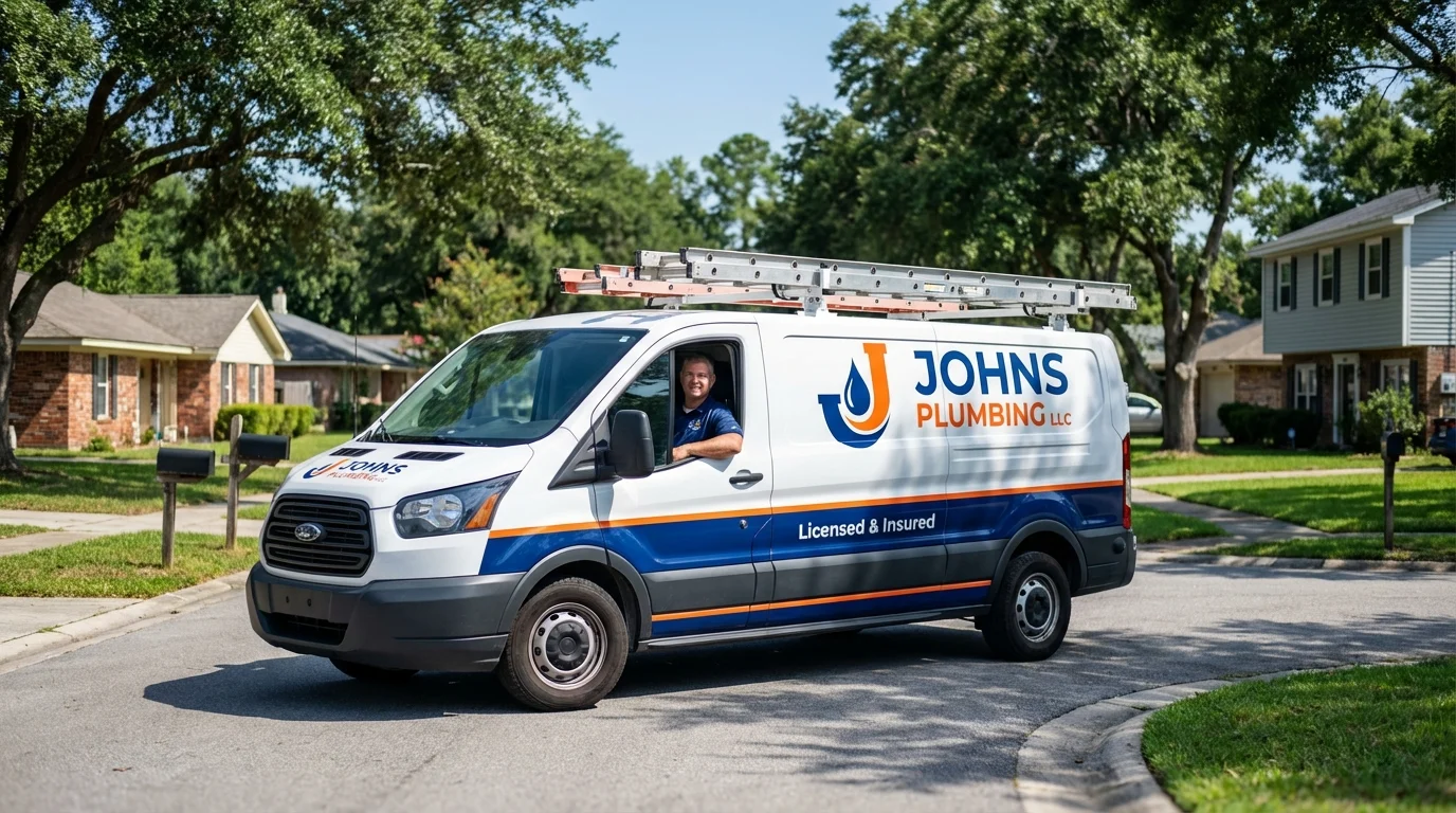 Johns Plumbing LLC service van in Rumson, NJ