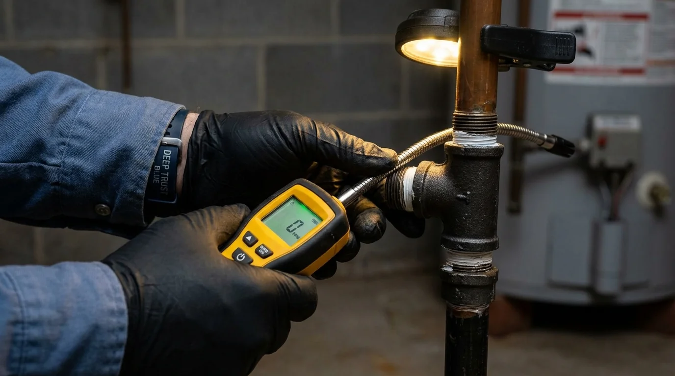 Gas leak detection with electronic sniffer by Johns Plumbing LLC in Rumson